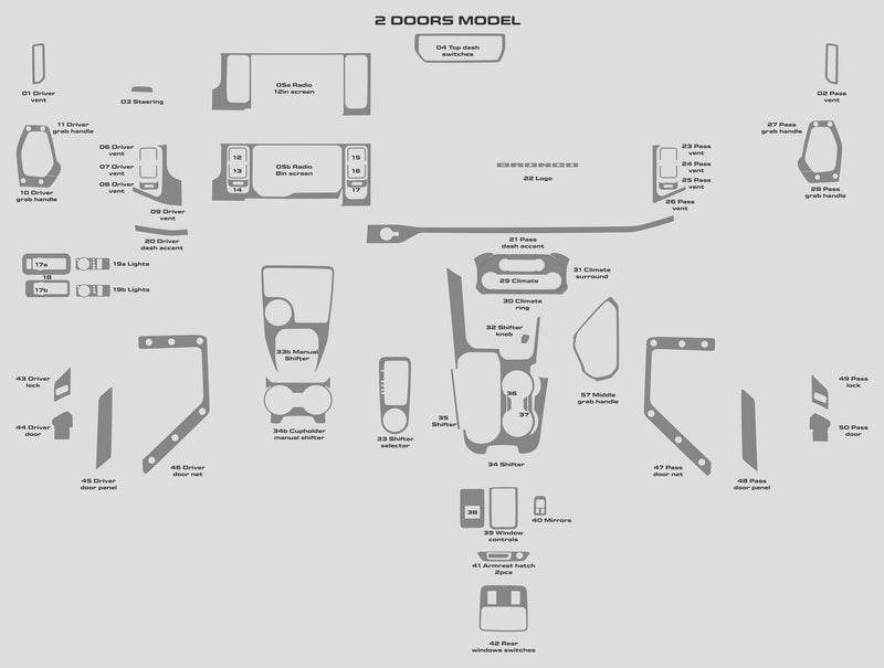 Ford Bronco (SUV) | 2021-2025 | Dash kit (Full) | #FOB221INF