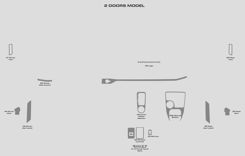 Ford Bronco (SUV) | 2021-2025 | Dash kit (Signature) | #FOB221SGN