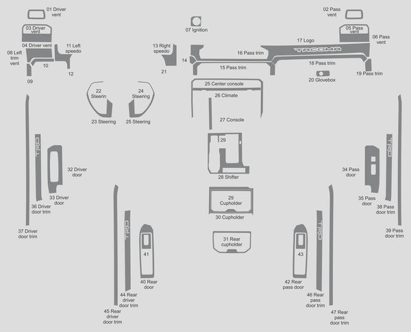 Toyota Tacoma (Double Cab) | 2024-2025 | Dash kit (Full) | #TOTA24INF