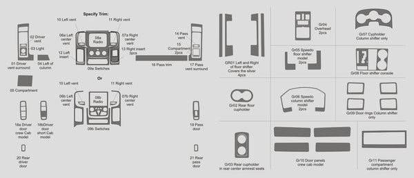 Ram 2500 (Mega Cab) | 2013-2015 | Dash kit (Full) | #DORA13INF