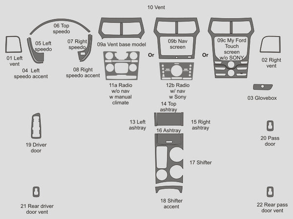 Ford Explorer (SUV) | 2011-2015 | Dash kit (Full) | #FOEX11INF