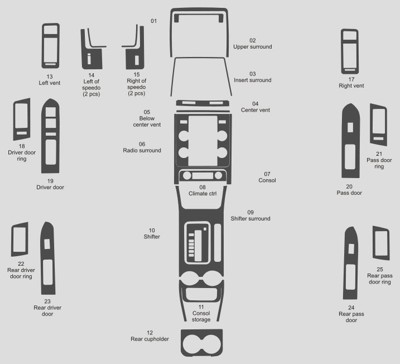 Ford Escape (SUV) | 2008-2012 | Kit de tablero (completo) | #FOES08INF