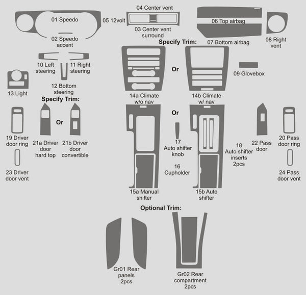 Ford Mustang (Convertible) | 2010-2014 | Kit de tablero (completo) | #FOMU10INF