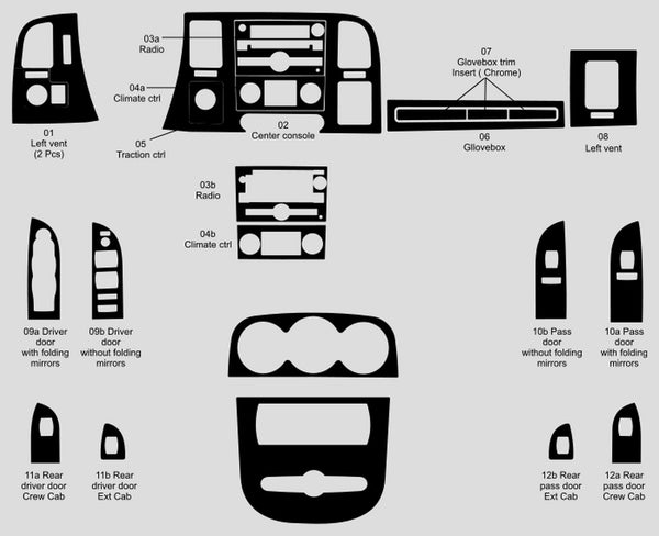 GMC Sierra 1500 (cabina extendida) | 2007-2013 | Kit de tablero (Firma) | #GMSI07SGN