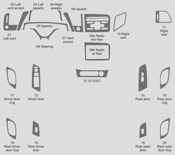 Honda Civic (Sedán) | 2012-2012 | Kit de tablero (completo) | #HOC412INF