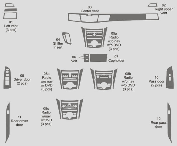 Honda Odyssey (Monovolumen) | 2011-2014 | Kit de tablero (completo) | #CAMPANA11INF