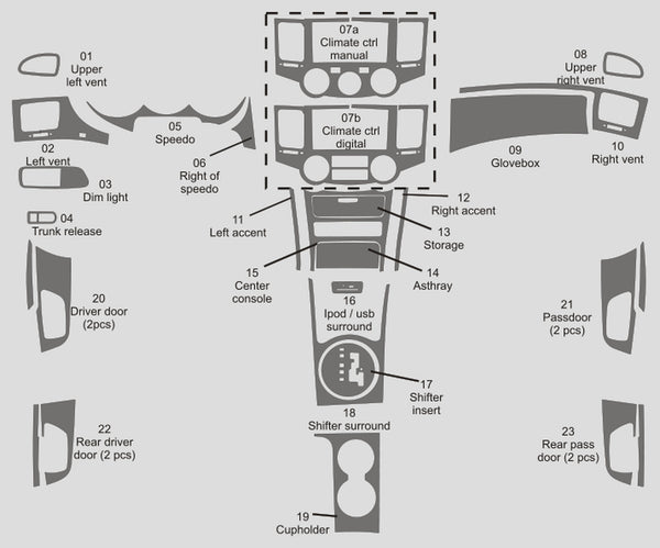 Kia Magentis (Sedan) | 2009-2011 | Dash kit (Full) | #KIMA09INF