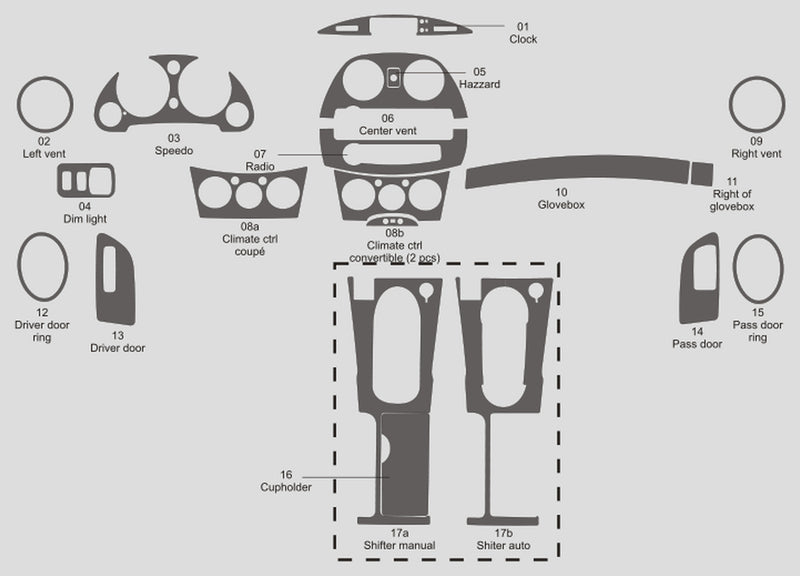 Mitsubishi Eclipse (Hatchback) | 2006-2012 | Dash kit (Full) | #MIEC08INF