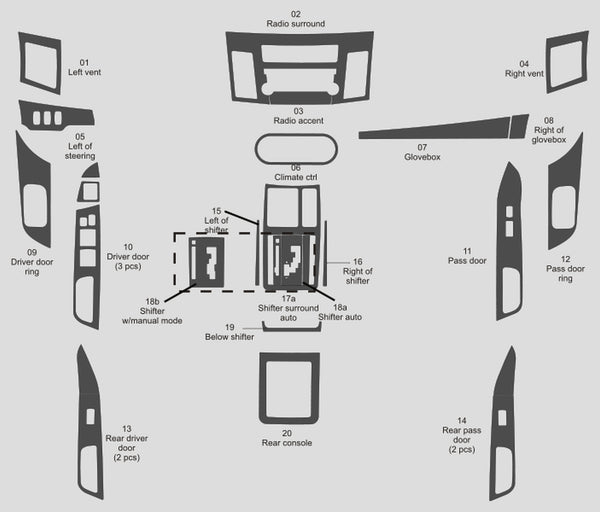 Mitsubishi Lancer (Sedan) | 2008-2015 | Dash kit (Full) | #MILA08INF