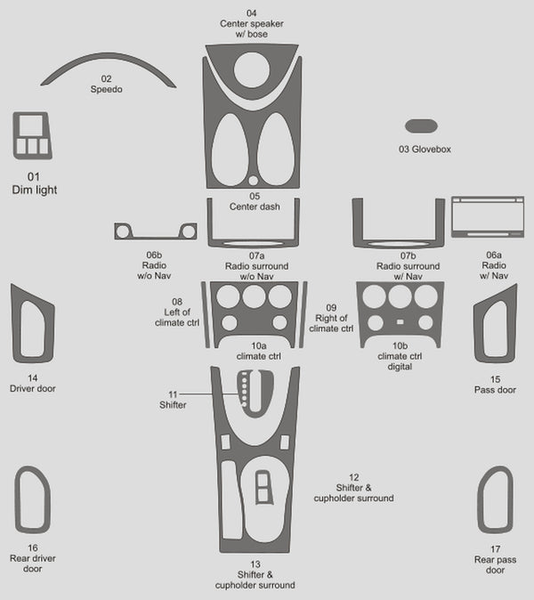 Nissan Rogue (SUV) | 2012-2013 | Dash kit (Full) | #NIRO12INF