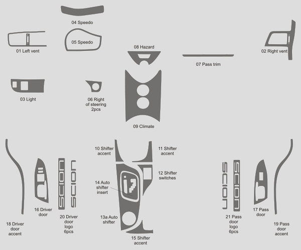 Scion iQ (Hatchback) | 2012-2016 | Kit de tablero (completo) | #SCIQ12INF