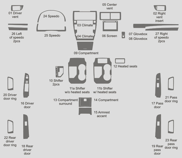 Toyota Camry (Sedan) | 2012-2014 | Dash kit (Full) | #TOCA12INF