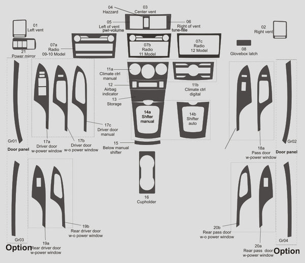 Toyota Corolla (Sedan) | 2009-2013 | Dash kit (Full) | #TOCO09INF