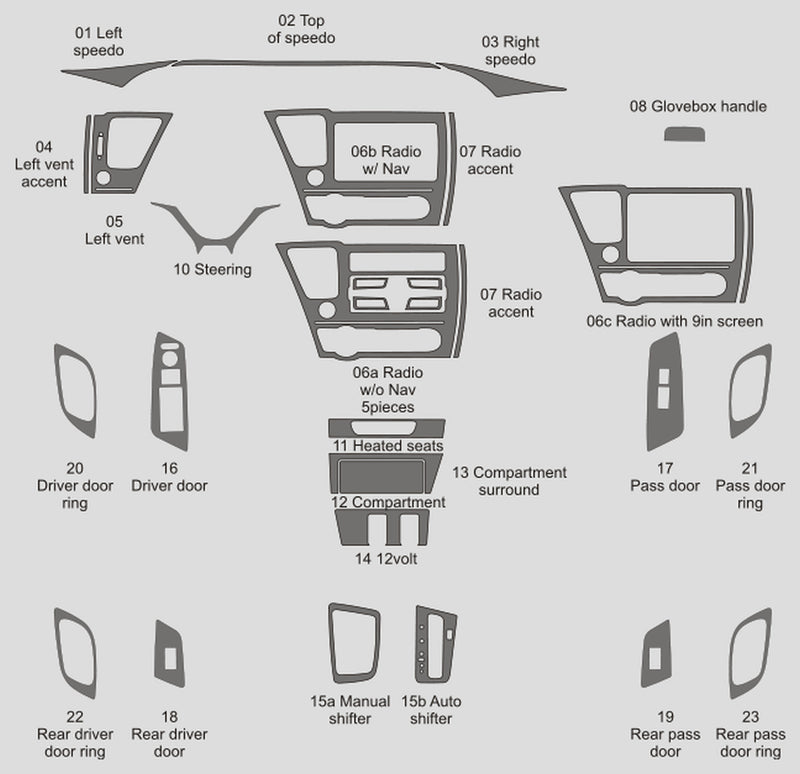 Honda Civic (Sedán) | 2013-2015 | Kit de tablero (completo) | #HOC413INF