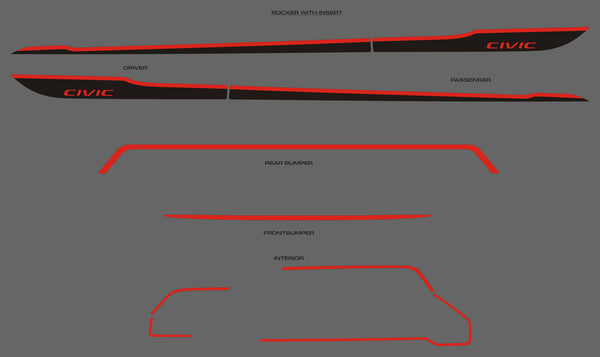 Honda Civic (Sedan) | 2016-2021 | Rocker (2Tone) | #HOC416RIK
