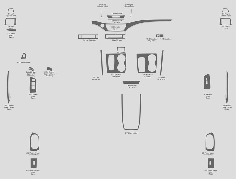 Piloto Honda (SUV) | 2016-2022 | Kit de tablero (completo) | #HOPI16INF2