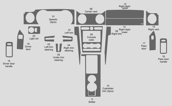 Ford Mustang (Convertible) | 2005-2009 | Dash kit (Full) | #FOMU05INF