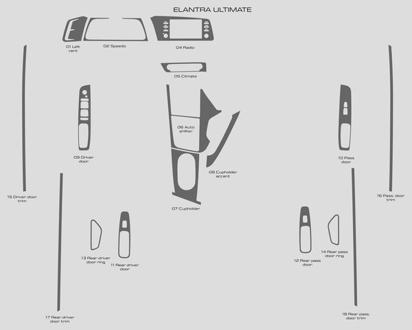 Hyundai Elantra (Sedán) | 2021-2023 | Kit de tablero (completo) | #HYEU21INF